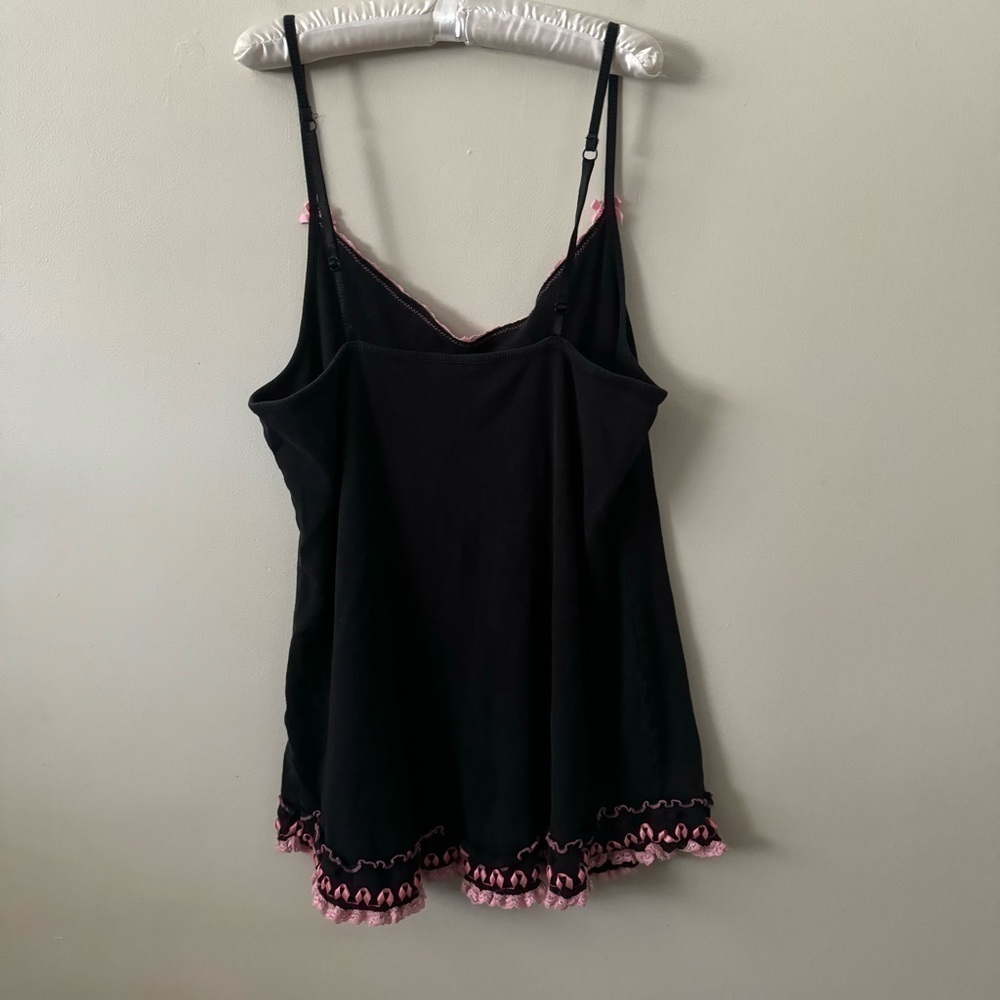 Y2K coquette black and pink frilly slip dress S/M - Picture 5 of 6